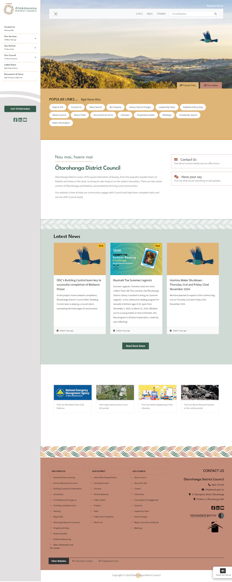 Otorohanga District Council Website Screenshots